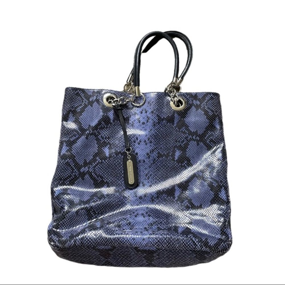 Cynthia Rowley Python Snake Leather Embossed Chain Link  oversized Tote.